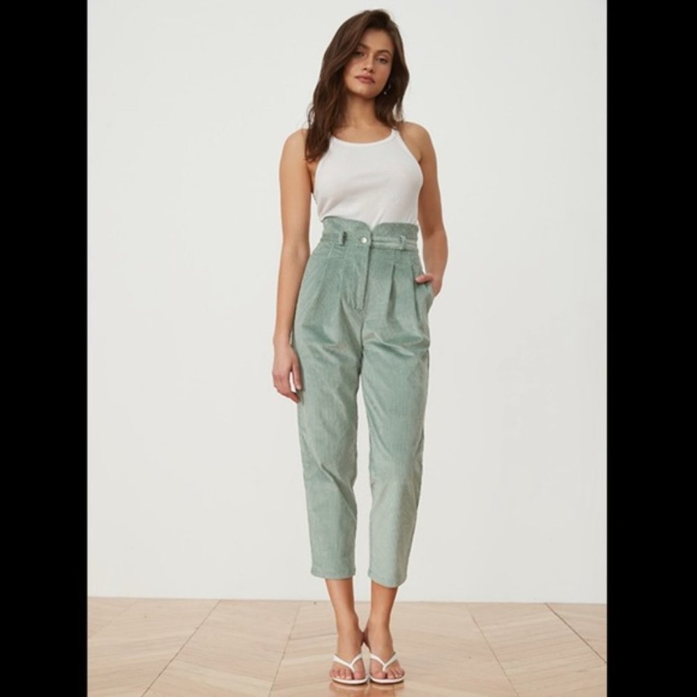 Song Of Style Patricia Corduroy High Rise Pants XS Green Womens
